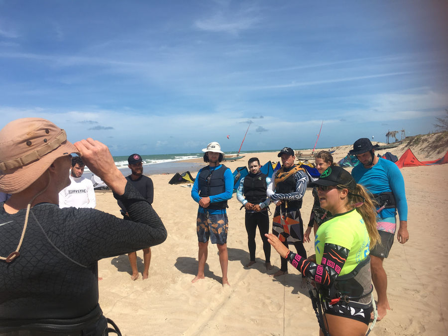 Instructor photographing the group on the sand